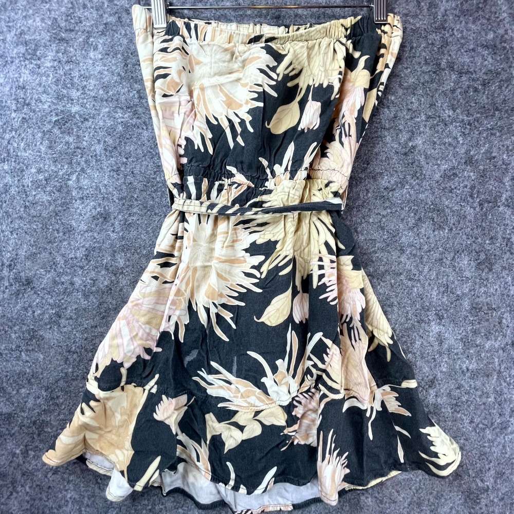 Cloth & Stone Tube Off Shoulder Dress Womens XS Dark Romantic Floral Ruffle Boho